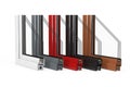 The Cut of Detailed Colorful Window PVC Profiles. 3d Rendering