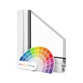 The Cut of Detailed Window PVC Profile with Color Palette Guide. 3d Rendering Royalty Free Stock Photo