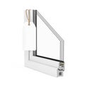 The Cut of Detailed Window PVC Profile with White Blank Tag. 3d Rendering Royalty Free Stock Photo