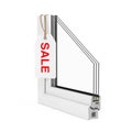 The Cut of Detailed Window PVC Profile with White Sale Tag. 3d Rendering Royalty Free Stock Photo