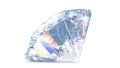 Cut diamond with shadow and glowing lens flares. 3D rendering illustration of sparkling light round brilliant diamond