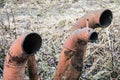 Cut down a rusty metal pipe sticking out Royalty Free Stock Photo