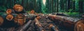 cut down trees in the forest. Selective focus Royalty Free Stock Photo