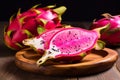 Cut dragon fruit nautre. Generate Ai Royalty Free Stock Photo