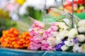Cut flowers sold on outdoor flower shop Royalty Free Stock Photo