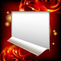 Cut framed paper sheet with red abstract luminous fantasy background