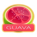 Cut fresh guava logo, cartoon style