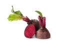 Cut fresh red beets on white Royalty Free Stock Photo