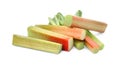 Cut fresh rhubarb stalks on white background Royalty Free Stock Photo