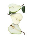 Cut fresh ripe pears on white background Royalty Free Stock Photo