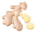 Cut ginger root, top view Royalty Free Stock Photo
