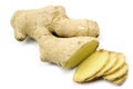 Cut ginger root on white background Royalty Free Stock Photo