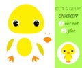 Cut and glue baby chicken. Educational paper game for preschool children Royalty Free Stock Photo