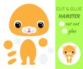 Cut and glue baby hamster. Educational paper game for preschool children