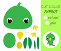 Cut and glue baby parrot. Educational paper game for preschool children Royalty Free Stock Photo