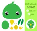 Cut and glue baby sitting parrot. Educational paper game for preschool children Royalty Free Stock Photo