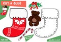 Cut and glue - Christmas sock with bear