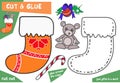 Cut and glue - Christmas sock with mouse