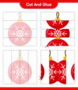 Cut and glue, cut parts of Christmas Balls and glue them. Educational children game