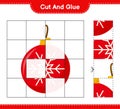 Cut and glue, cut parts of Christmas Balls and glue them. Educational children game