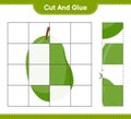 Cut and glue, cut parts of Jackfruit and glue them. Educational children game, printable worksheet, vector illustration