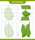 Cut and glue, cut parts of Jackfruit and glue them. Educational children game, printable worksheet, vector illustration