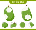 Cut and glue, cut parts of Jackfruit and glue them. Educational children game, printable worksheet, vector illustration