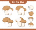 Cut and glue, cut parts of Mushroom Boletus and glue them. Educational children game, printable worksheet, vector illustration