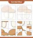 Cut and glue, cut parts of Mushroom Boletus and glue them. Educational children game, printable worksheet, vector illustration