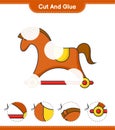 Cut and glue, cut parts of Rocking Horse and glue them. Educational children game, printable worksheet, vector illustration