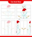 Cut and glue, cut parts of Snowman and glue them. Educational children game