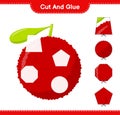 Cut and glue, cut parts of Yumberry and glue them. Educational children game, printable worksheet, vector illustration