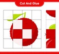 Cut and glue, cut parts of Yumberry and glue them. Educational children game, printable worksheet, vector illustration