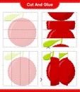 Cut and glue, cut parts of Yumberry and glue them. Educational children game, printable worksheet, vector illustration