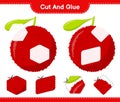 Cut and glue, cut parts of Yumberry and glue them. Educational children game, printable worksheet, vector illustration