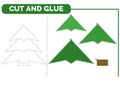 Cut and glue green Christmas tree. Worksheet for kids. Educational game. Royalty Free Stock Photo