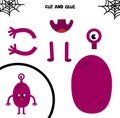 Cut and glue. Hallowen monster. Game for kids. Create your own monster