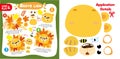 Cut Glue Lion of Autumn Leaves Children Paper Application Game