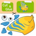 Cut and glue the paper Fish. Create application the cartoon fun Butterfly Fish. Education riddle entertainment and amusement