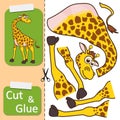 Cut and glue the paper Giraffe. Create application the cartoon fun Giraffe. Education riddle entertainment, amusement for children