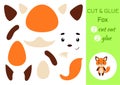 Cut and glue paper little fox. Kids crafts activity page. Educational game for preschool children. DIY worksheet. Kids art game Royalty Free Stock Photo