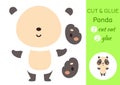 Cut and glue paper little panda. Kids crafts activity page. Educational game for preschool children. DIY worksheet. Kids