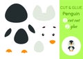 Cut and glue paper little penguin. Kids crafts activity page. Educational game for preschool children. DIY worksheet. Kids art