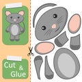 Cut and glue the paper Mouse. Create application the cartoon funny Rat. Education riddle entertainment and amusement for children Royalty Free Stock Photo