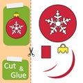 Cut and glue the paper red Christmas Ball Toy. Create application the cartoon New Year ball. Christmas winter holiday design Royalty Free Stock Photo