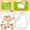 Cut and glue the paper Sheep. Create application the cartoon funny Lamb. Education riddle entertainment and amusement for children