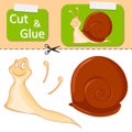 Cut and glue the paper Snail. Create application the cartoon fun Slug. Education riddle entertainment and amusement for children.