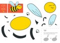 Cut and glue paper vector toy. Funny bee character as a cardboard cutout model