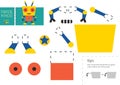 Cut and glue paper vector toy. Funny robotic character as a cardboard cutout model