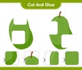 Cut and glue, cut parts of Jackfruit and glue them. Educational children game, printable worksheet, vector illustration